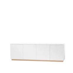 Buffet Beam, laqué blanc, socle en chêne huilé blanc