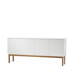 Buffet Beam, laqué blanc, structure en chêne huilé