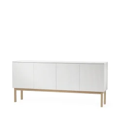 Buffet Beam, laqué blanc, structure en chêne huilé blanc
