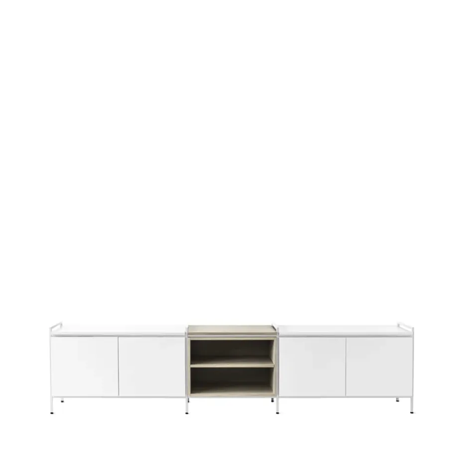 Buffet Molto bas, blanc/chêne, 3 sections