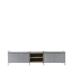 Buffet Molto bas, gris/chêne, 3 sections