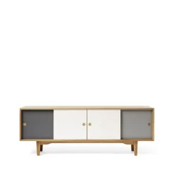 Buffet Moodi 180, gris/blanc, structure en chêne
