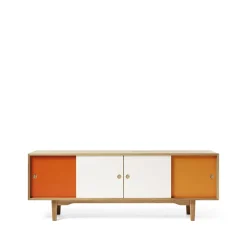 Buffet Moodi 180, orange/blanc, structure en chêne