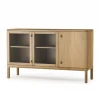 Buffet Prio moyen, chêne huilé naturel, porte en verre