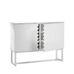Buffet Story, blanc, dessus en marbre blanc, structure blanche