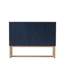 Buffet Story, bleu minuit, structure en chêne huilé blanc