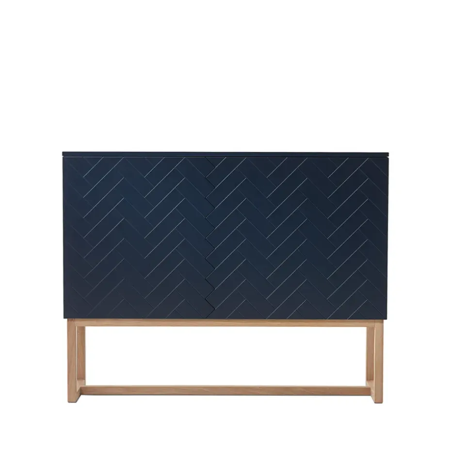 Buffet Story, bleu minuit, structure en chêne huilé blanc
