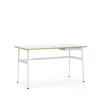 Bureau Journal, stratifié blanc, pieds en acier blanc et tiroir