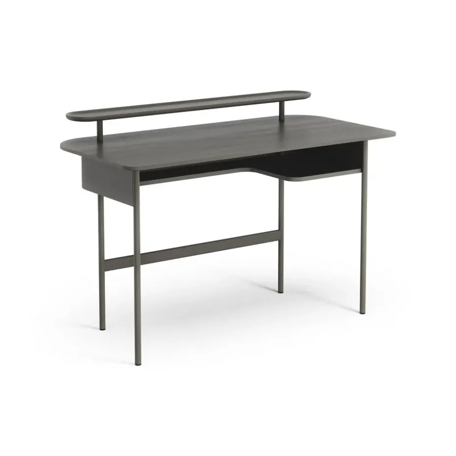 Bureau Luna avec étagère, Chêne gris