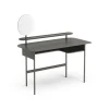 Bureau Luna avec étagère et miroir, Chêne gris