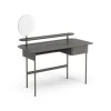 Bureau Luna avec tiroir, étagère et miroir, Chêne gris