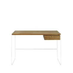 Bureau Tati, chêne teinté noyer (p4), 1 tiroir p4, support white