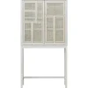 Cabinet vitré Air, Blanc, rotin
