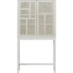 Cabinet vitré Air, Blanc, rotin