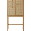 Cabinet vitré Air, chêne, rotin