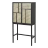 Cabinet vitré Air, noir, rotin