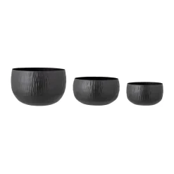 Cache-pot Abisha, lot de 3, Noir