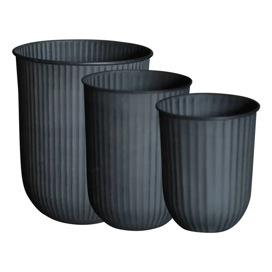 Cache-pot Out stripe, lot de 3, Black