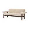 Canapé 2 places Brasilia, Dark oak-Nature sheepskin curly