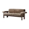 Canapé 2 places Brasilia, Dark oak-Sahara sheepskin curly