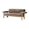 Canapé 2 places Brasilia, Natural oak-Sahara sheepskin curly