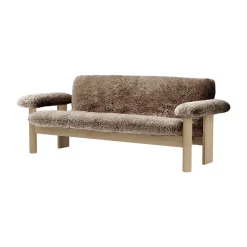 Canapé 2 places Brasilia, Natural oak-Sahara sheepskin curly
