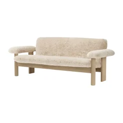 Canapé 2 places Brasilia, Natural oak-Nature sheepskin curly