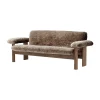 Canapé 2 places Brasilia, Walnut-Sahara sheepskin curly