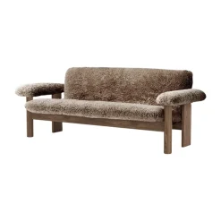 Canapé 2 places Brasilia, Walnut-Sahara sheepskin curly