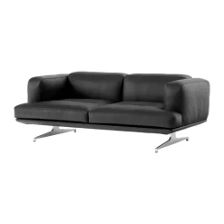 Canapé 2 places Inland AV22, Aluminium poli noir en cuir noble