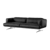 Canapé 3 places Inland AV23, Aluminium poli noir en cuir noble