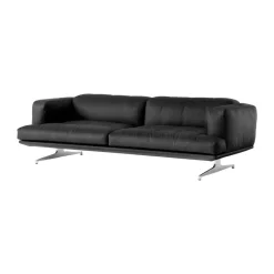 Canapé 3 places Inland AV23, Aluminium poli noir en cuir noble