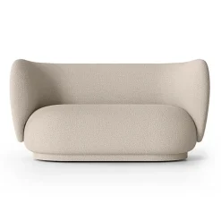 Canapé bouclé Rico 2 places, Wool bouclé natural