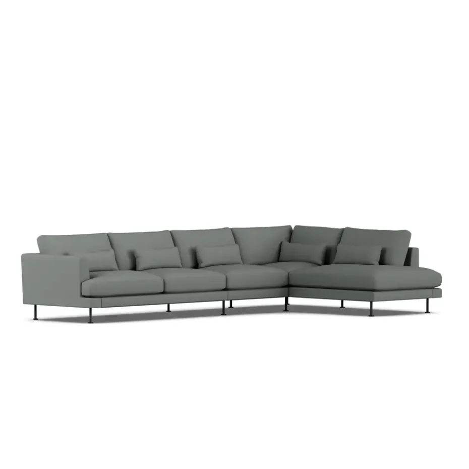 Canapé Bredhult, Caleido Grey 1240-acier noir, 4 places B1