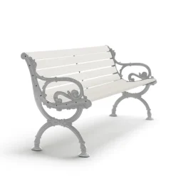 Canapé Byarum, Pin laqué blanc, support en aluminium brut, 155 cm