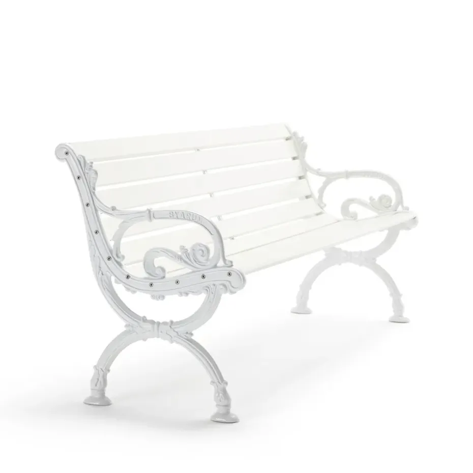 Canapé Byarum, Pin laqué blanc, pied blanc, 185 cm