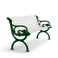 Canapé Byarum, Pin laqué blanc, pied vert, 155 cm