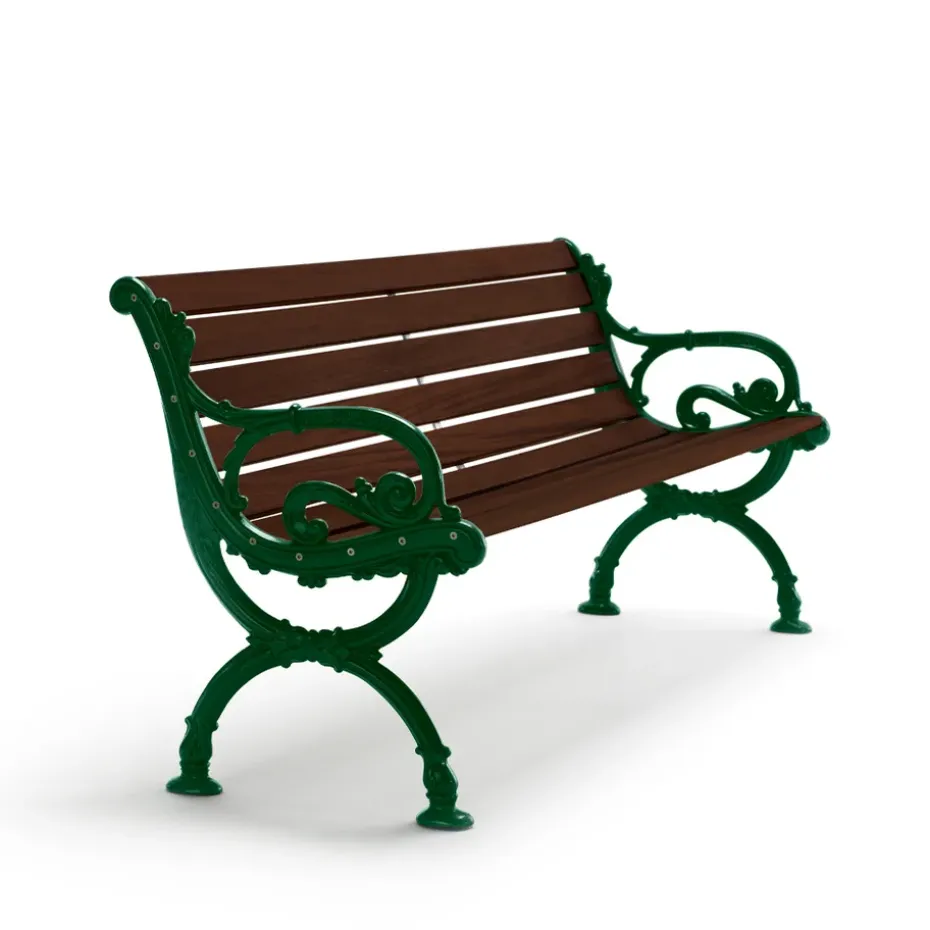 Canapé Byarum, Pin lasuré brun, support vert, 155 cm