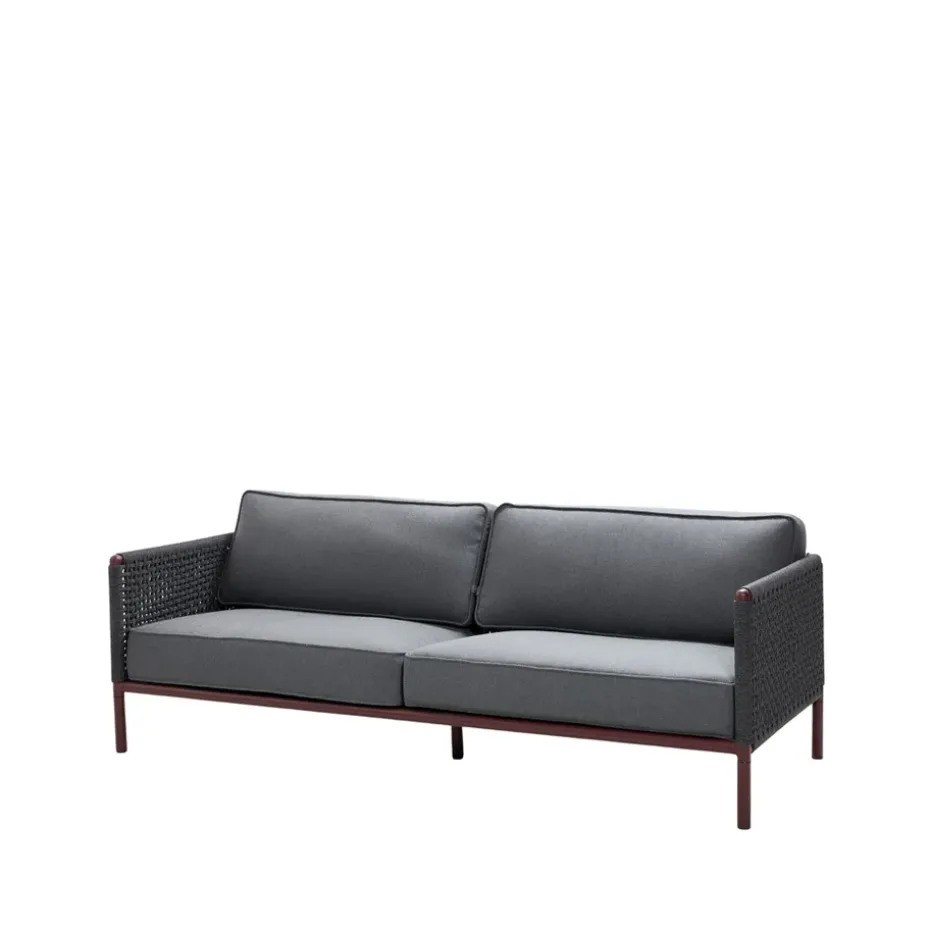 Canapé Encore 3 places, Cane-Line Airtouch bordeaux/Dark grey
