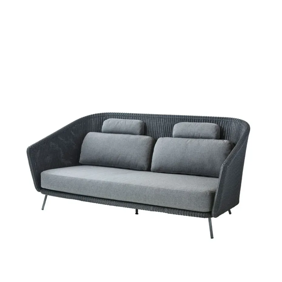 Canapé Mega 2 places, Graphic, coussins gris
