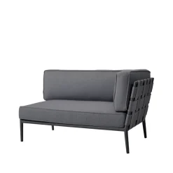 Canapé modulaire Conic, Cane-Line airtouch grey, gauche, incl. coussins