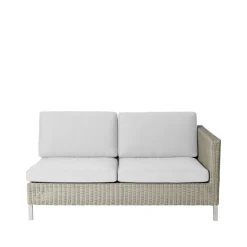 Canapé modulaire Connect, Canapé 2 places taupe, gauche, coussins blancs