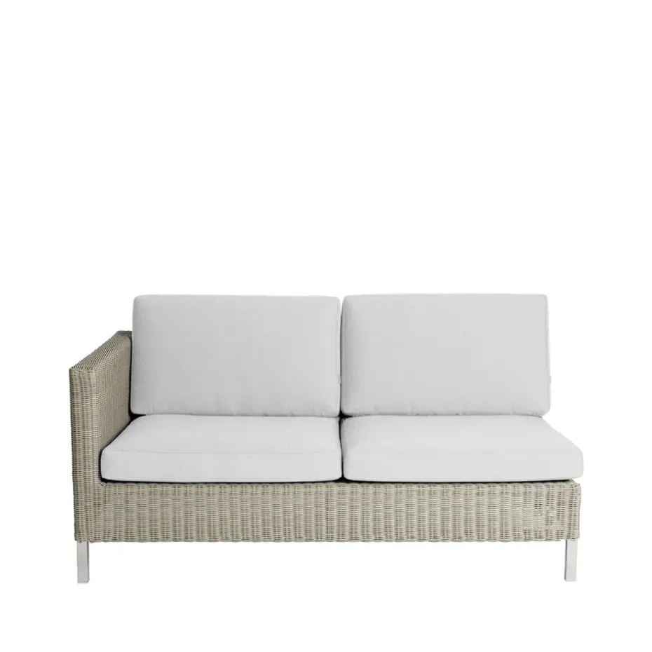 Canapé modulaire Connect, Canapé 2 places taupe, à droite, coussins blancs
