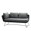 Canapé modulaire Horizon, Cane-Line Natté gris, droit, support noir