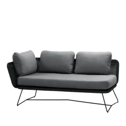 Canapé modulaire Horizon, Cane-Line Natté gris, droit, support noir