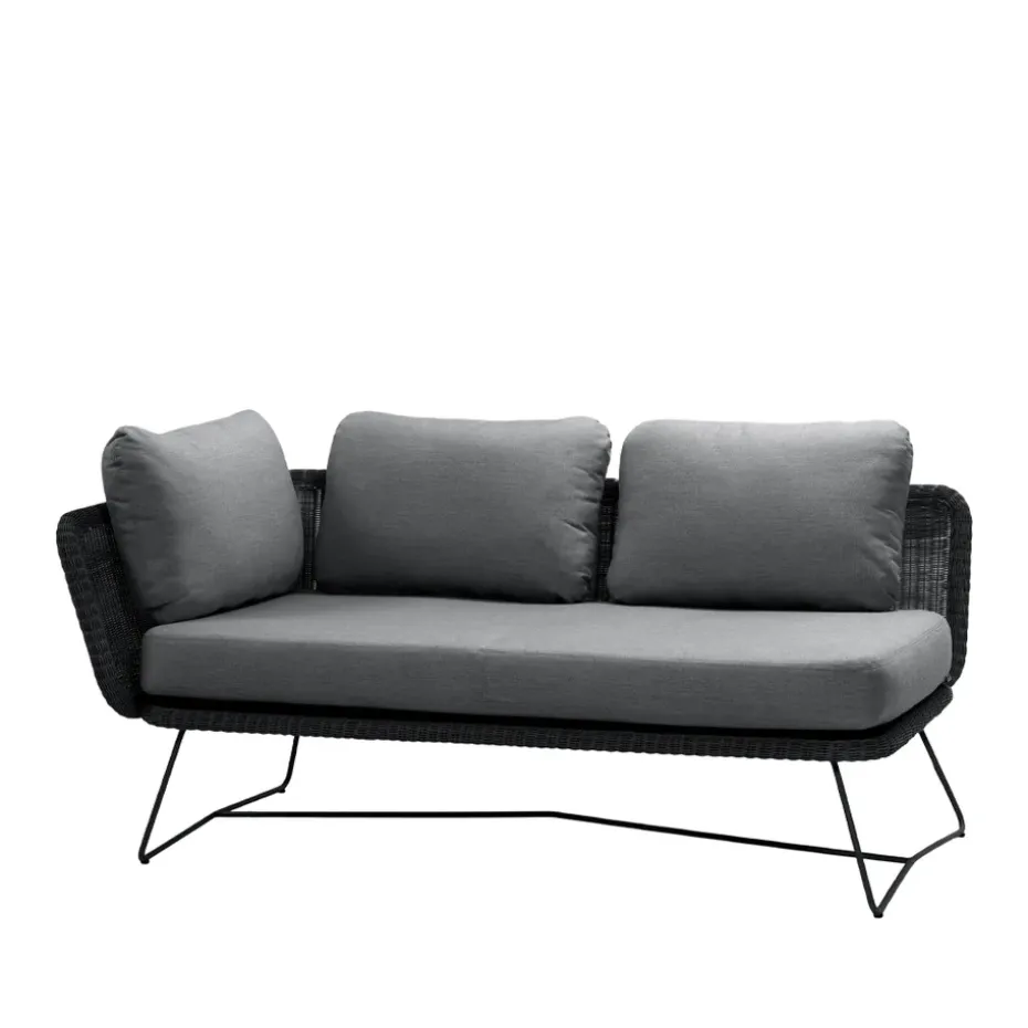 Canapé modulaire Horizon, Cane-Line Natté gris, droit, support noir