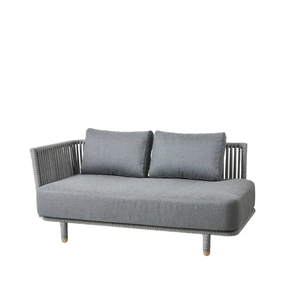 Canapé modulaire Moments, 2 places gris, droite,Cane-Line soft rope