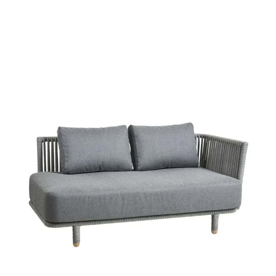 Canapé modulaire Moments, 2 places gris, gauche, Cane-Line soft rope