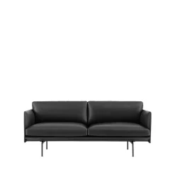 Canapé Outline 2 places, Refine leather black-Black