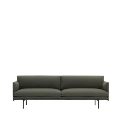 Canapé Outline 3 places tissu, Fiord 961 green-pieds noirs